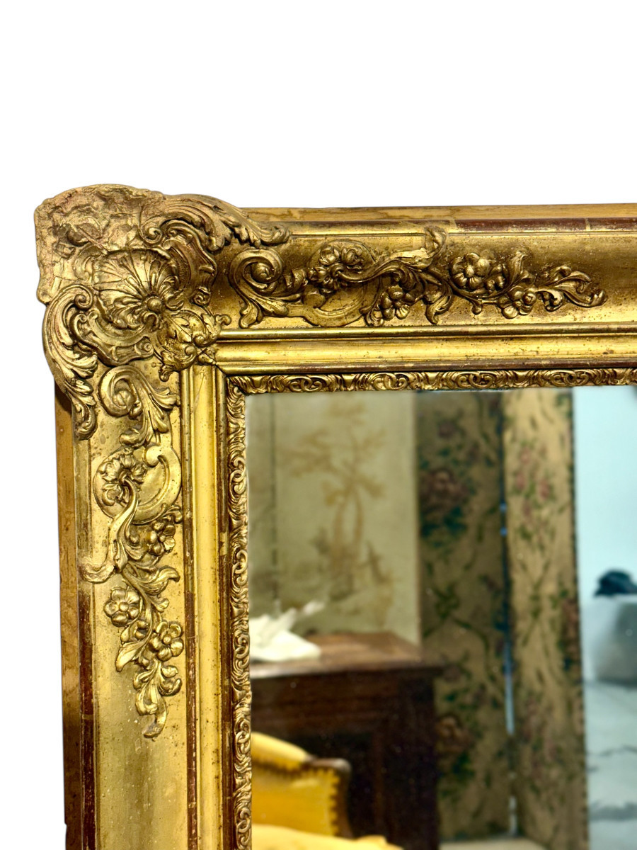 Large And Rectangular Giltwood Mirror, France 19th Century-photo-6