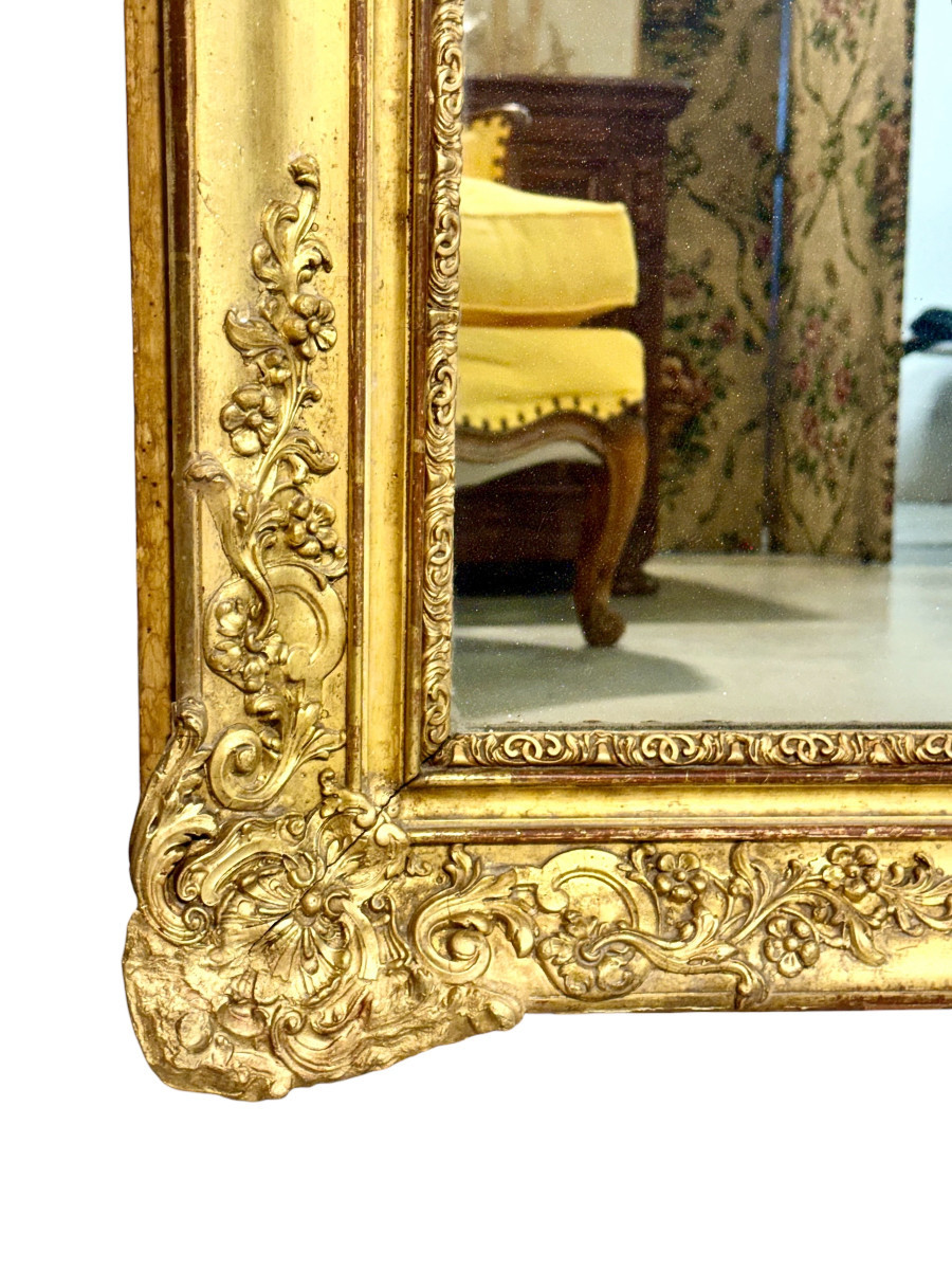 Large And Rectangular Giltwood Mirror, France 19th Century-photo-3