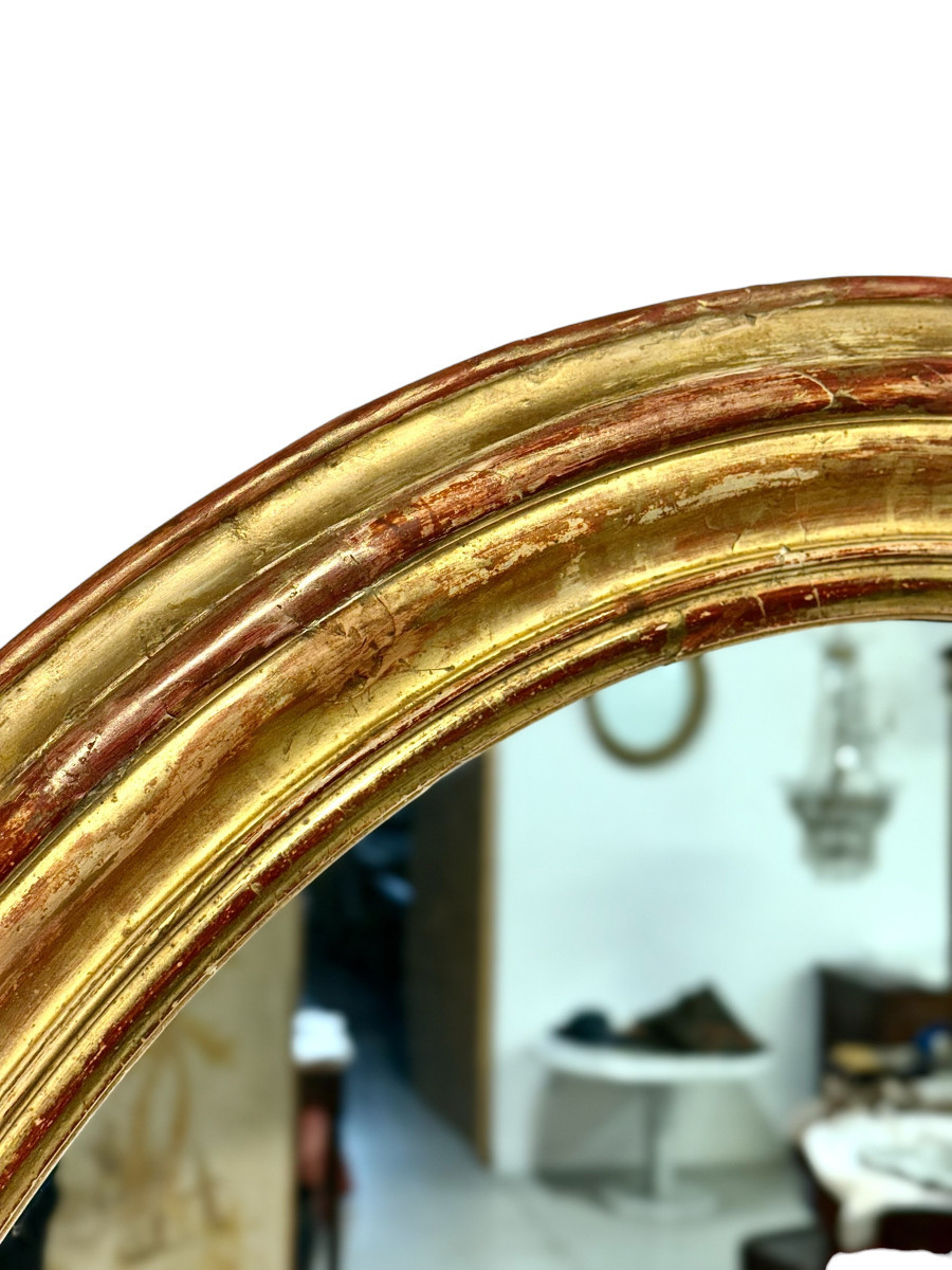 Grand miroir ovale en bois doré, France, XIXe siècle-photo-6