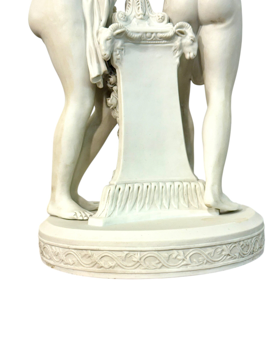 Paire de groupes de figurines en porcelaine biscuit, style de Sèvres, fin du XIXe siècle-photo-6