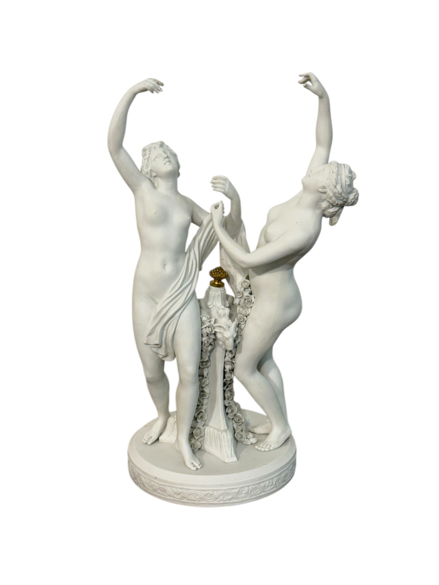 Paire de groupes de figurines en porcelaine biscuit, style de Sèvres, fin du XIXe siècle-photo-8