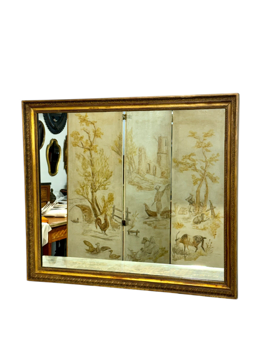 Empire Period Rectangular Giltwood Mirror, France 19th Century-photo-2