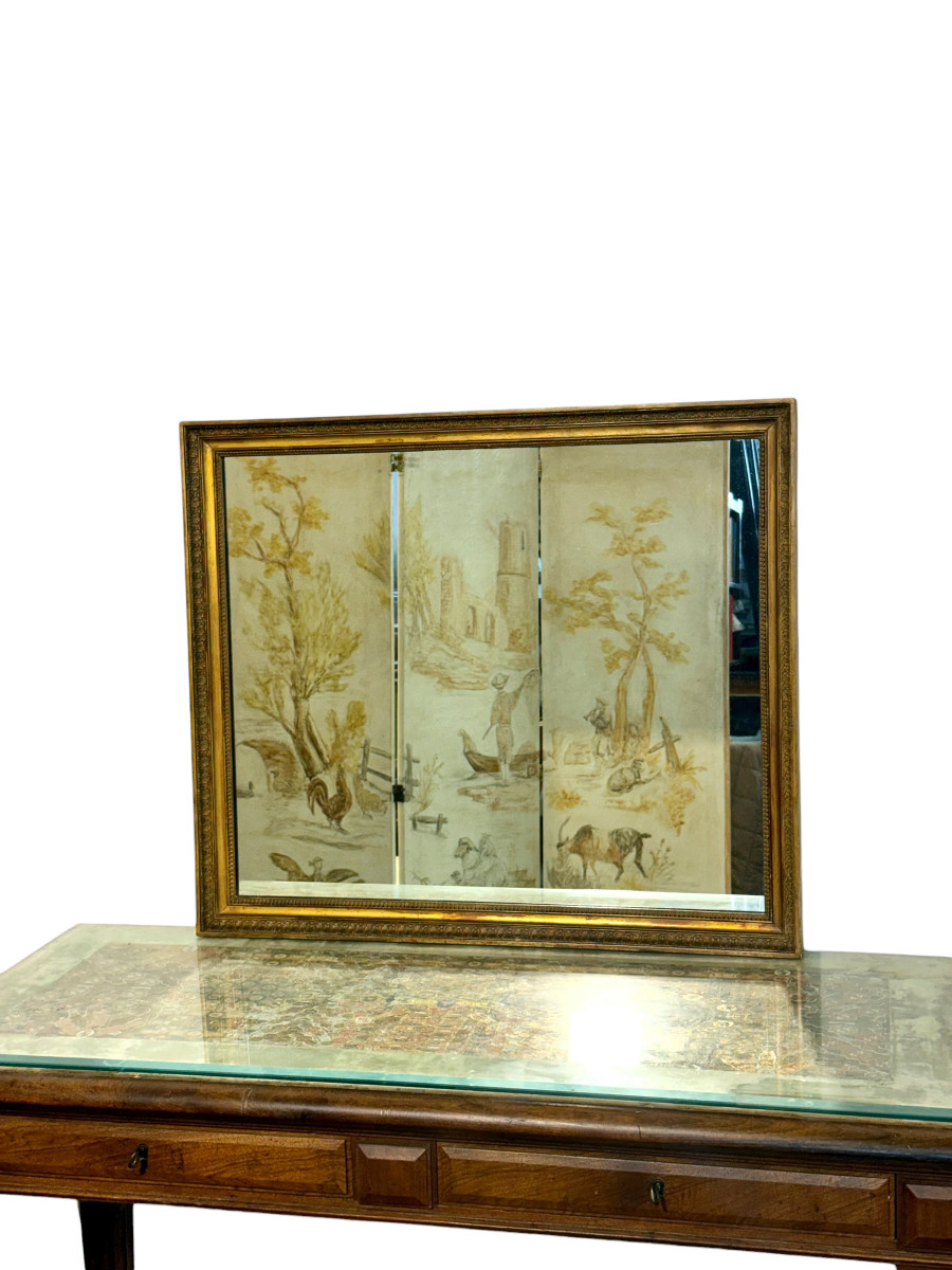 Empire Period Rectangular Giltwood Mirror, France 19th Century-photo-4