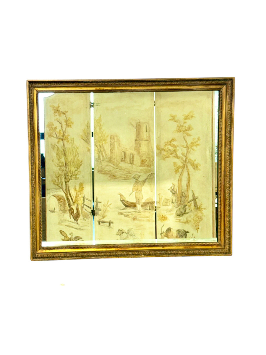 Empire Period Rectangular Giltwood Mirror, France 19th Century-photo-7