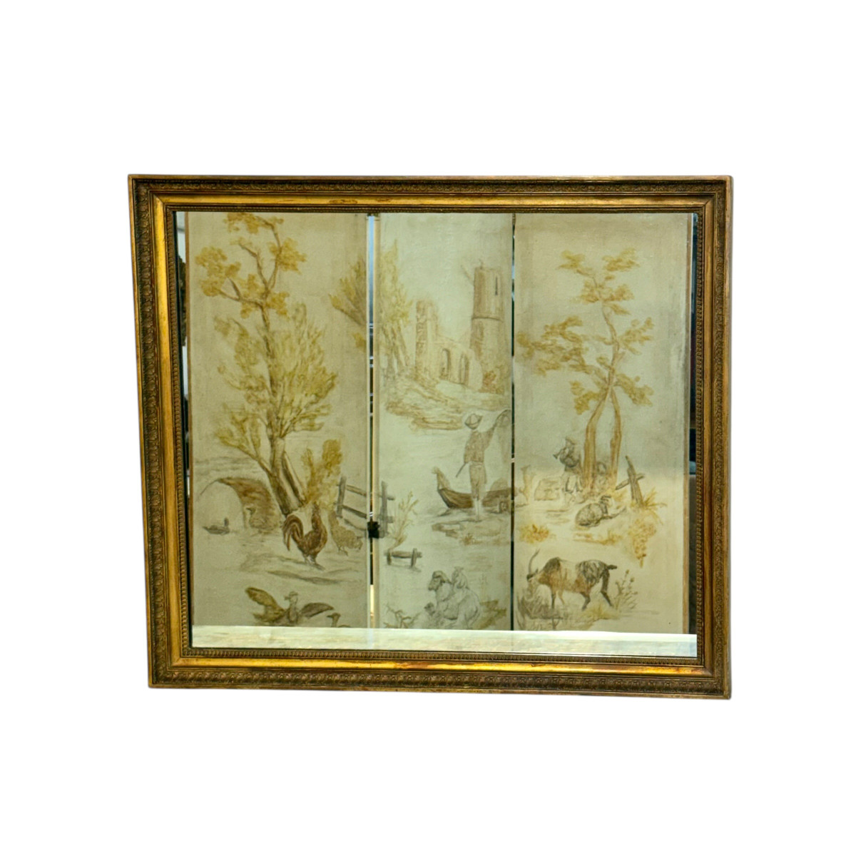 Empire Period Rectangular Giltwood Mirror, France 19th Century