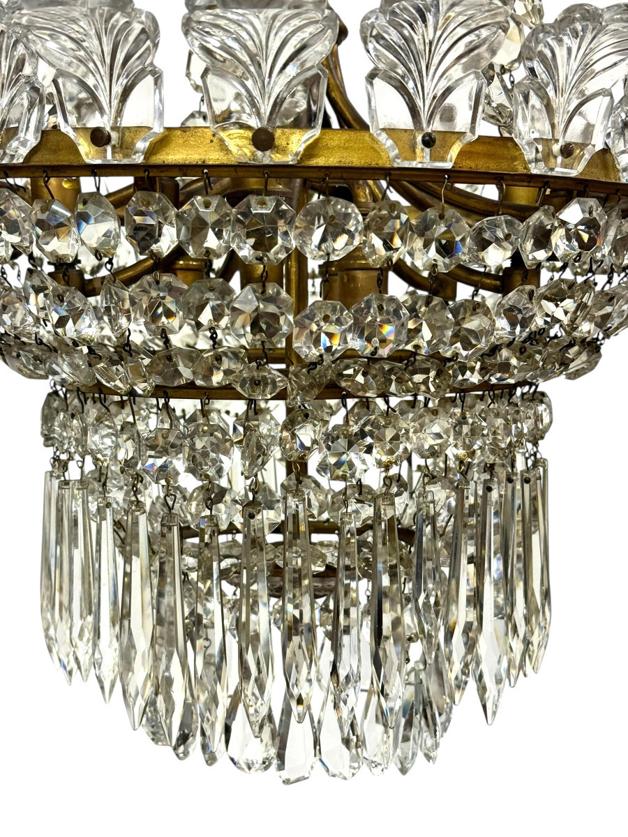 19th Century Gilt Bronze And Crystal Chandelier, Attributed To Baccarat-photo-2