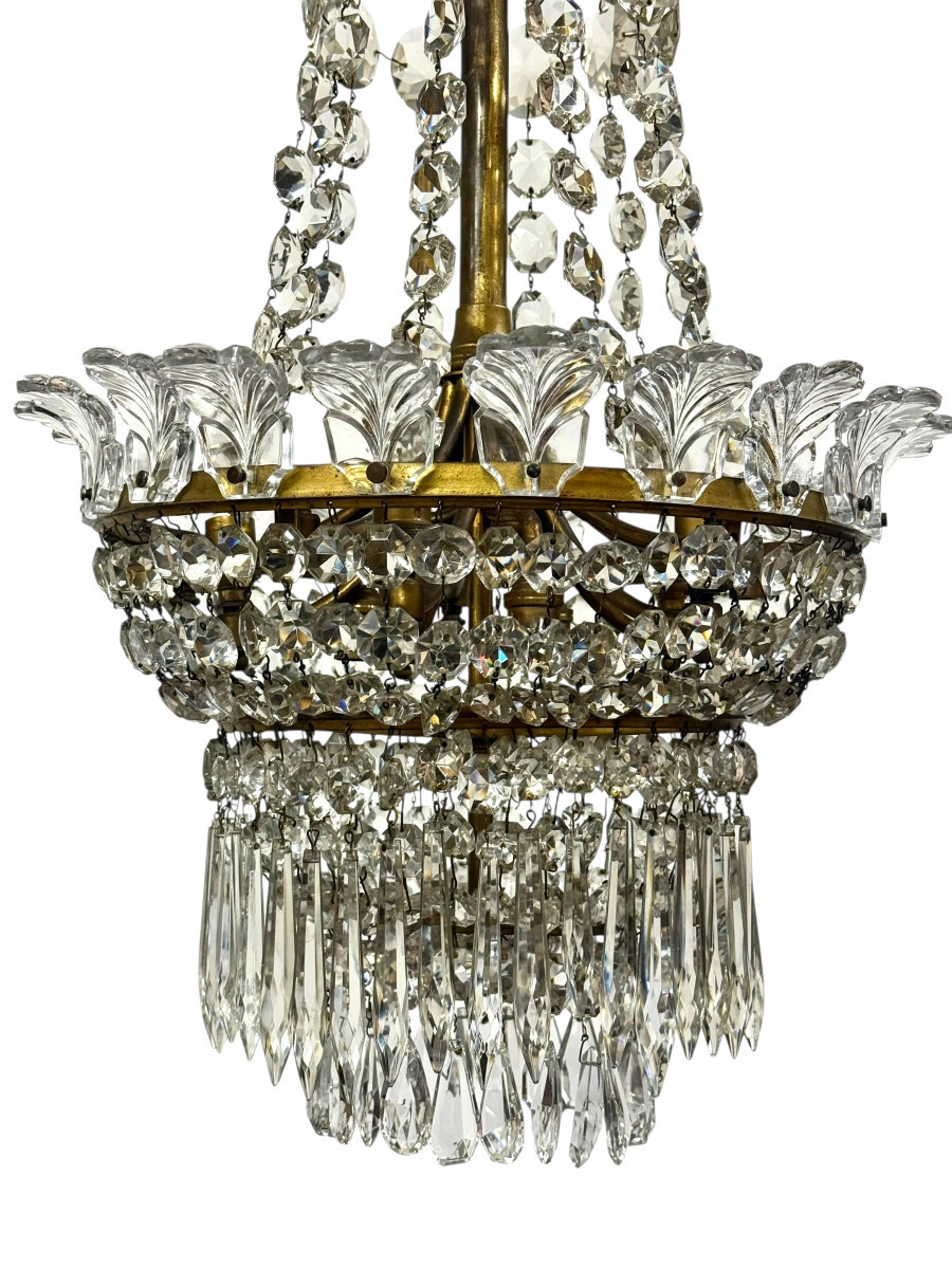19th Century Gilt Bronze And Crystal Chandelier, Attributed To Baccarat-photo-1