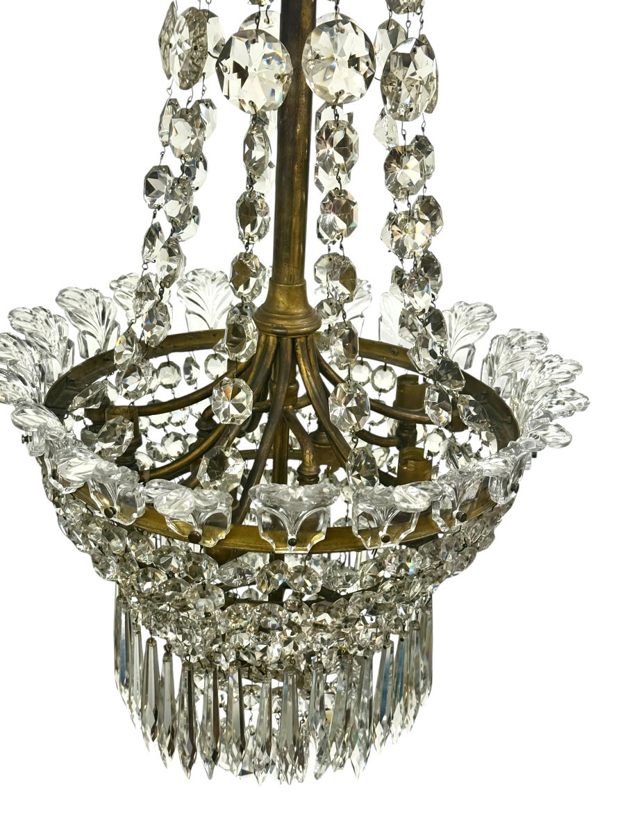 19th Century Gilt Bronze And Crystal Chandelier, Attributed To Baccarat-photo-4