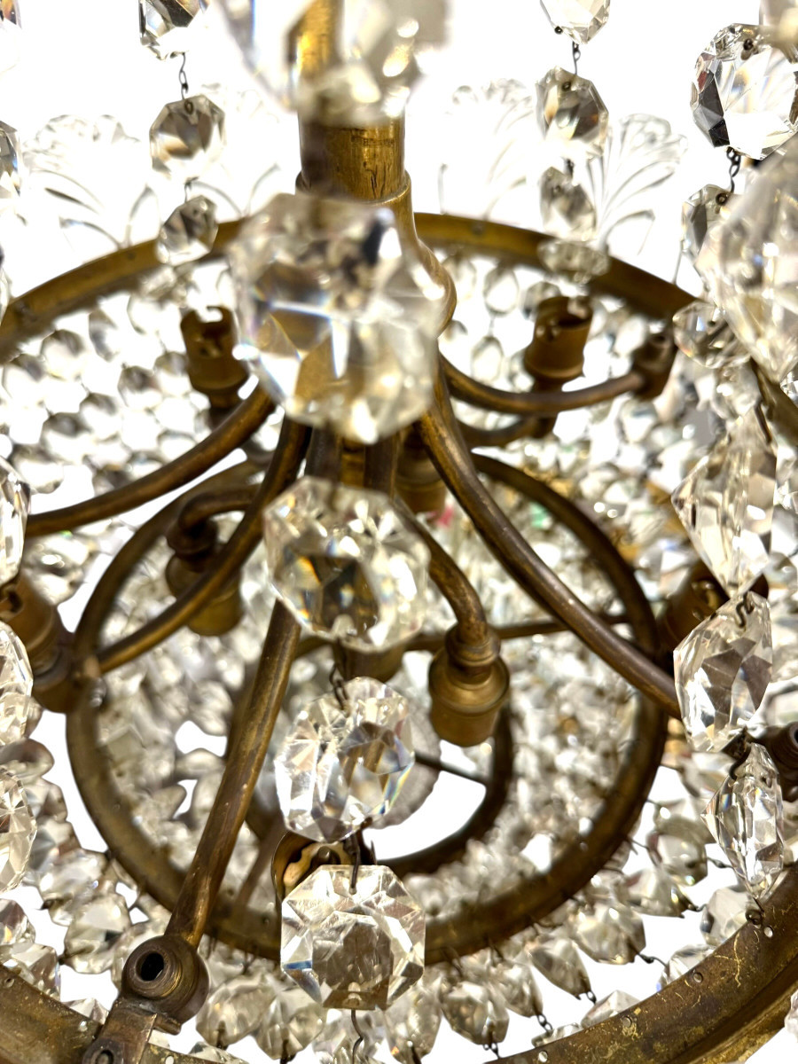 19th Century Gilt Bronze And Crystal Chandelier, Attributed To Baccarat-photo-6