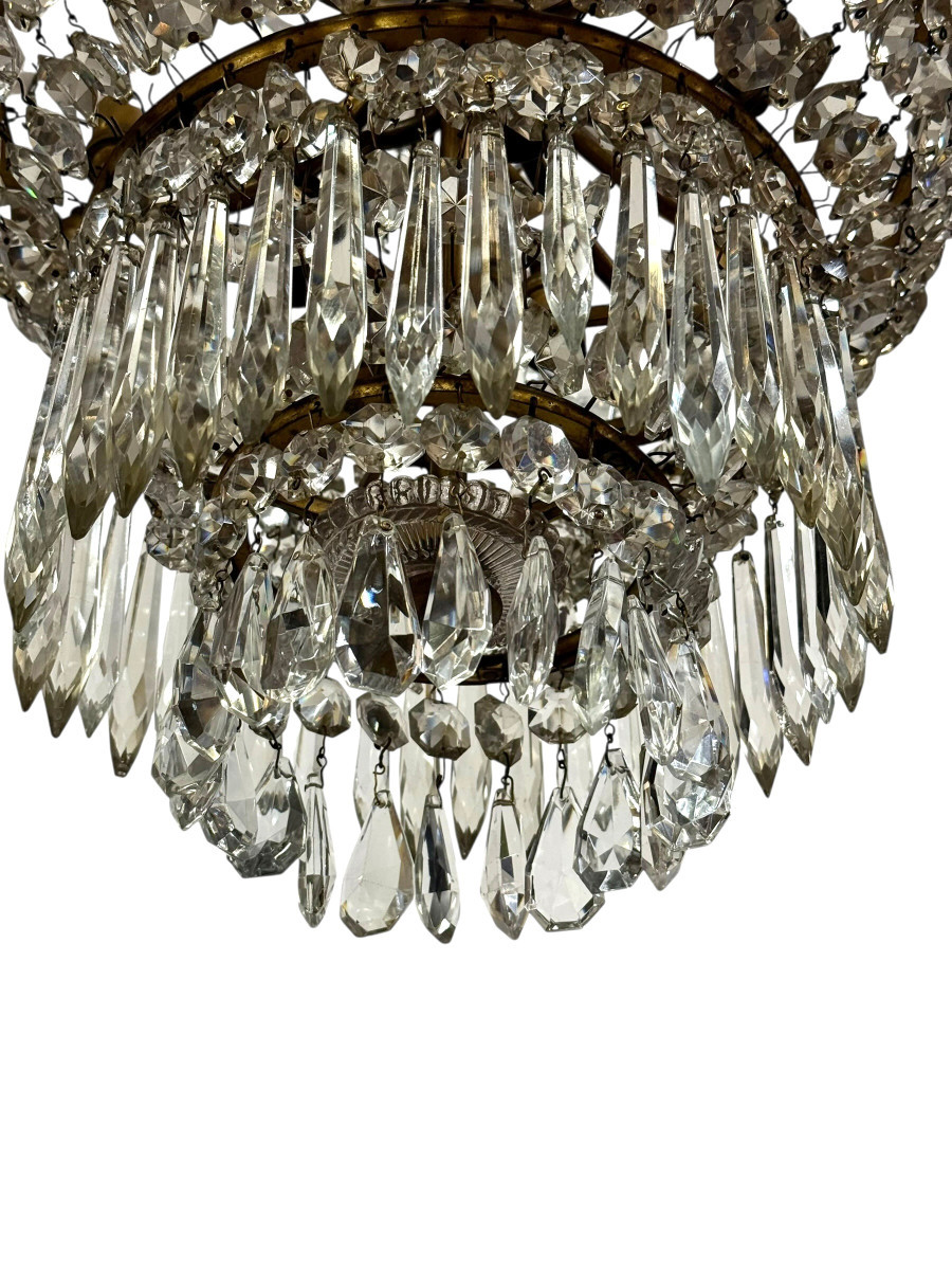 19th Century Gilt Bronze And Crystal Chandelier, Attributed To Baccarat-photo-8