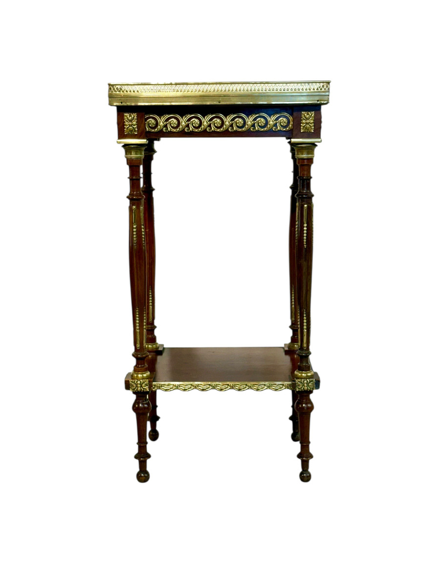 Table de salon en Acajou, bronze doré et onyx, style Louis XVI-photo-3