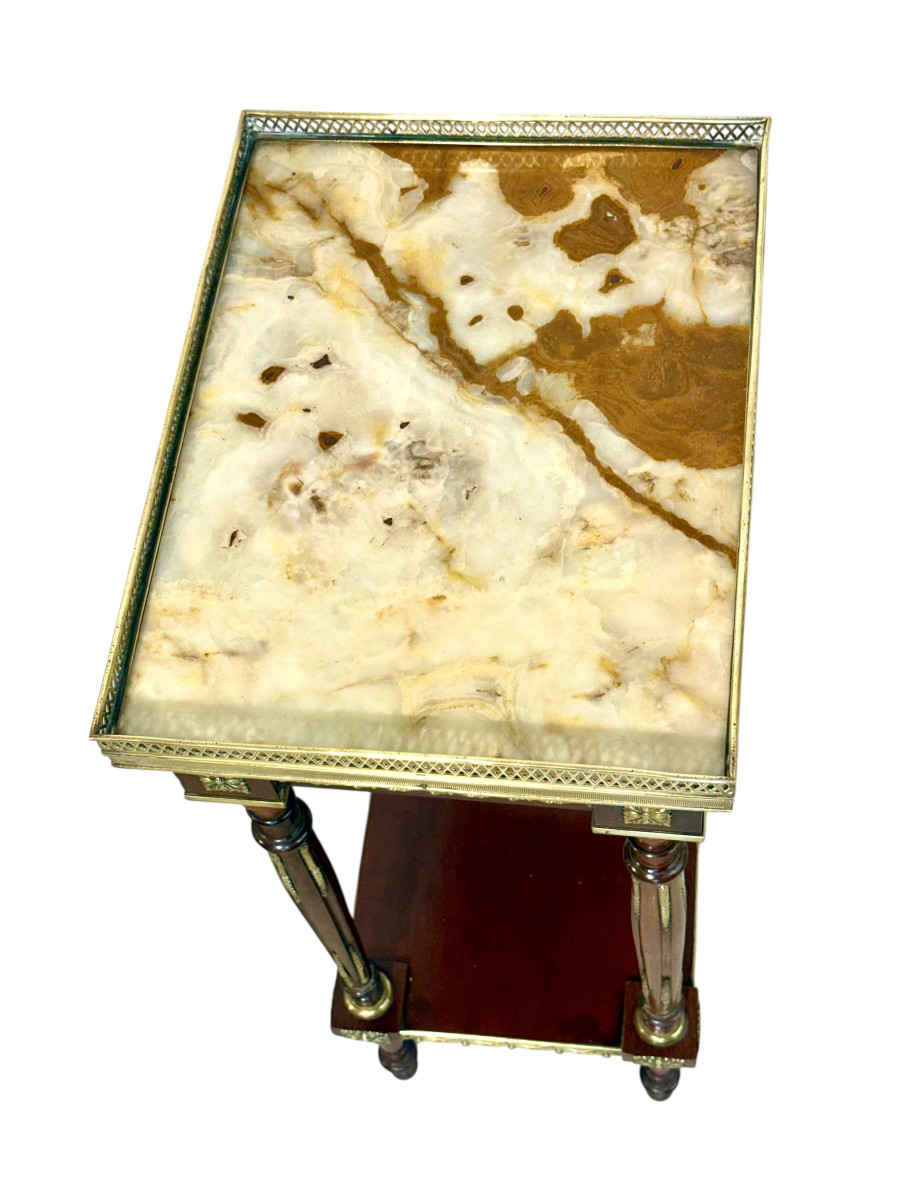 Table de salon en Acajou, bronze doré et onyx, style Louis XVI-photo-4