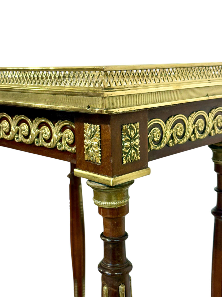 Table de salon en Acajou, bronze doré et onyx, style Louis XVI-photo-1