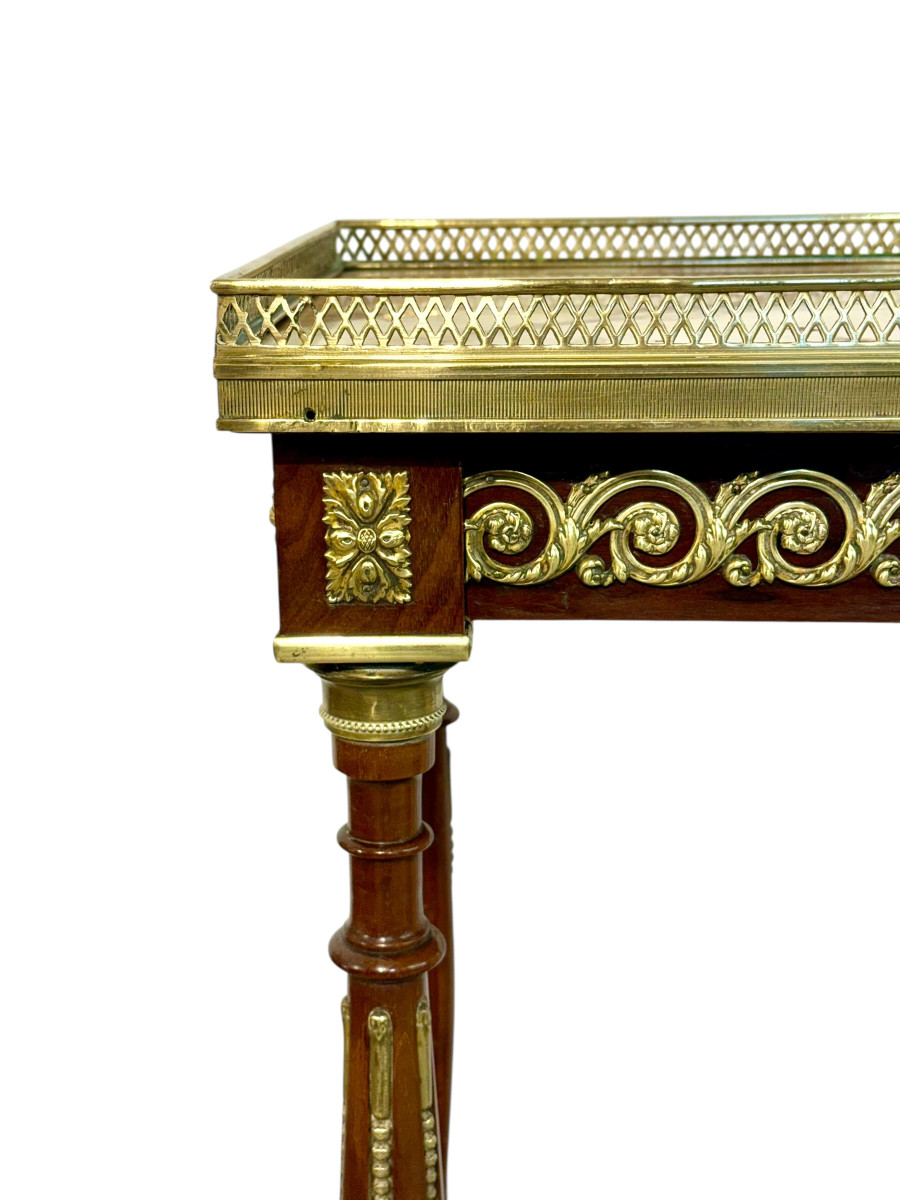 Table de salon en Acajou, bronze doré et onyx, style Louis XVI-photo-2