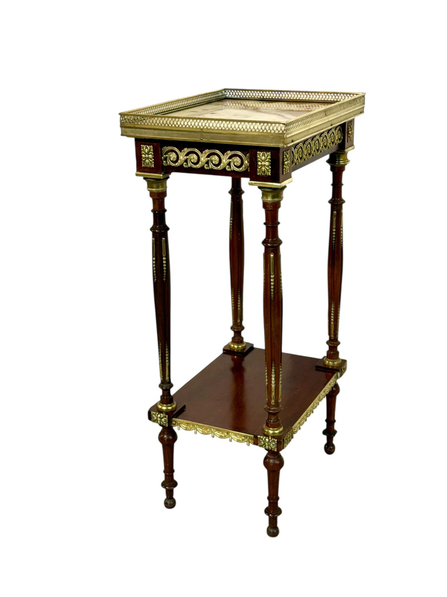 Table de salon en Acajou, bronze doré et onyx, style Louis XVI-photo-5