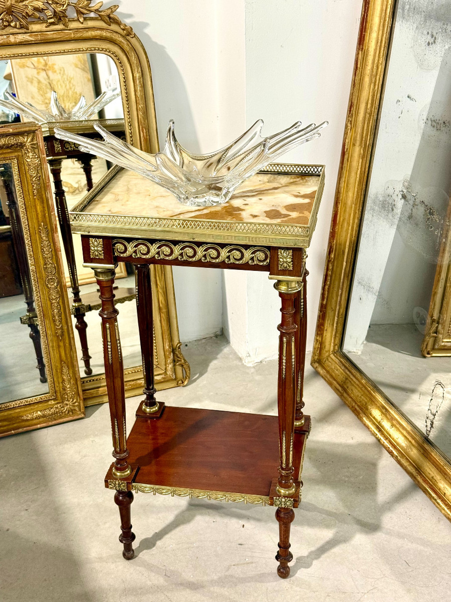 Table de salon en Acajou, bronze doré et onyx, style Louis XVI-photo-6