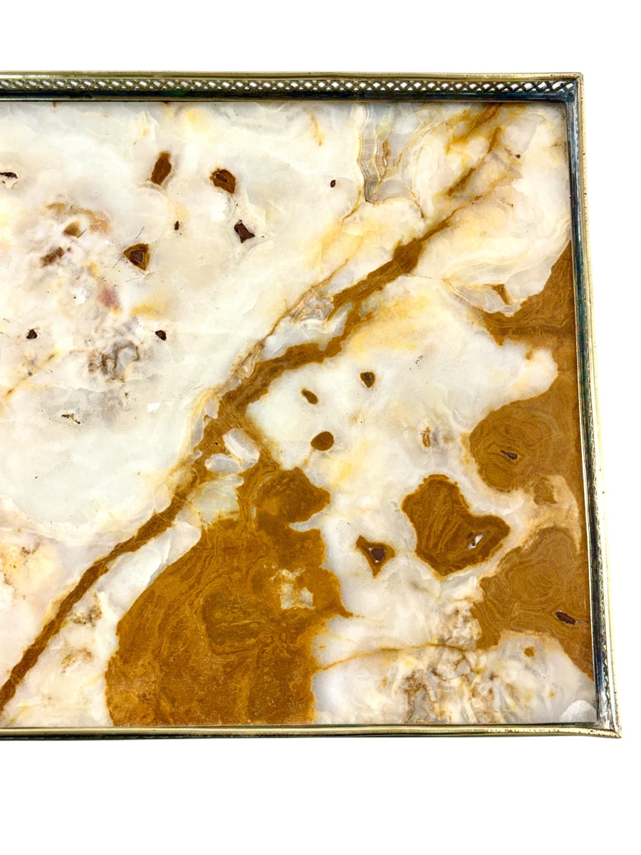 Table de salon en Acajou, bronze doré et onyx, style Louis XVI-photo-8