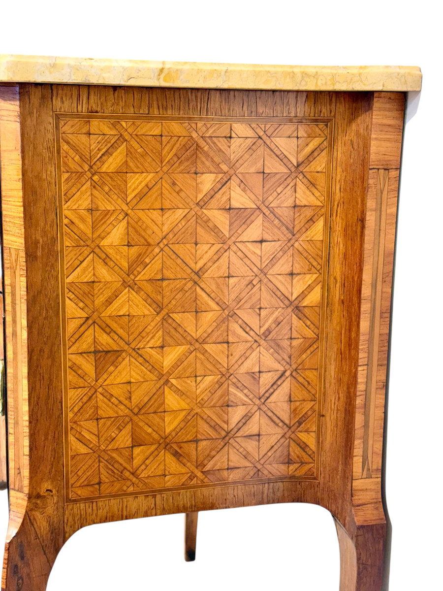 Louis XV Style Marquetry Commode With Marble Top, Late 19th Century-photo-8