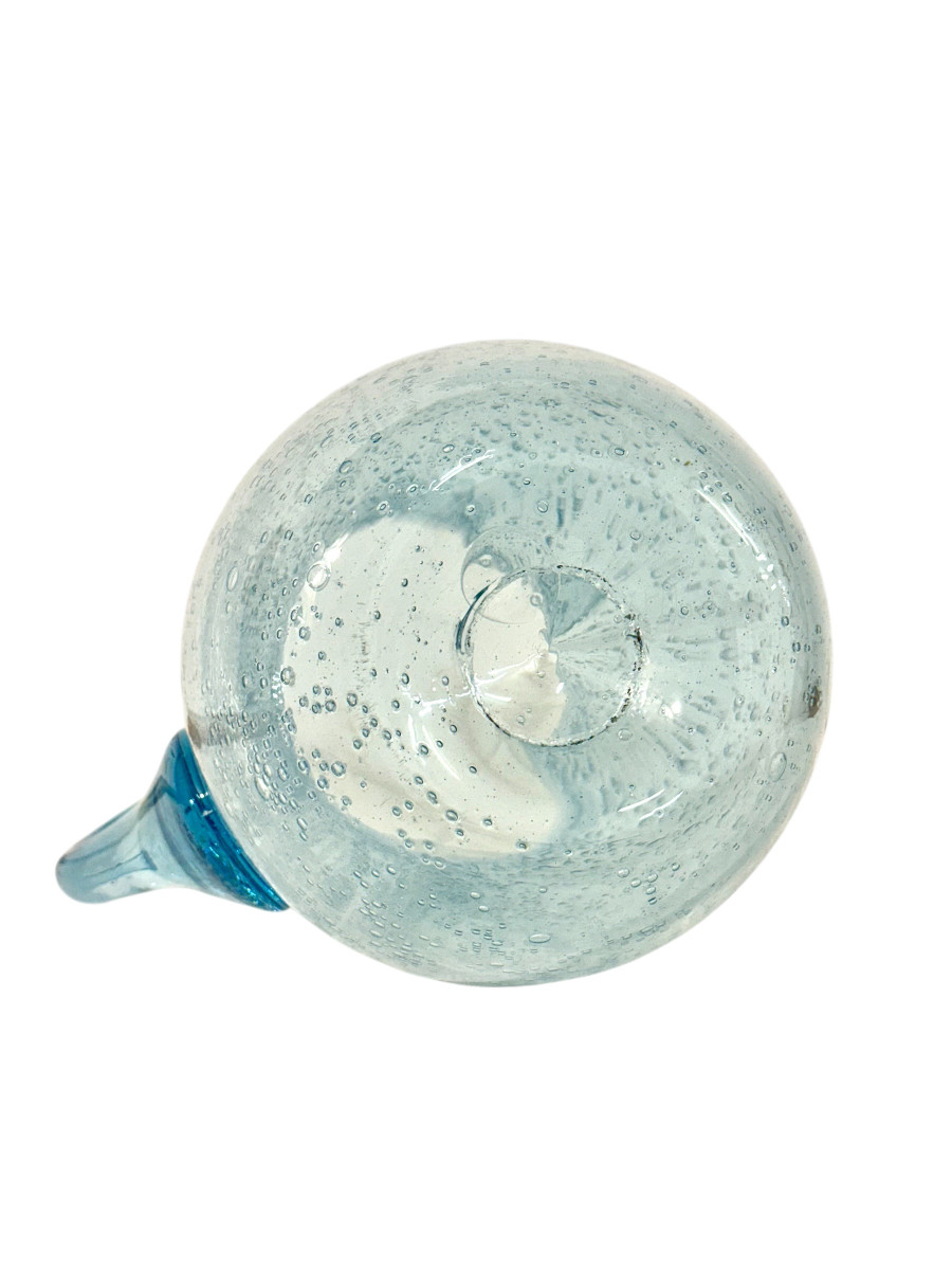 Grand pichet vintage en verre à bulles, Biot, soufflé à la main, France-photo-7