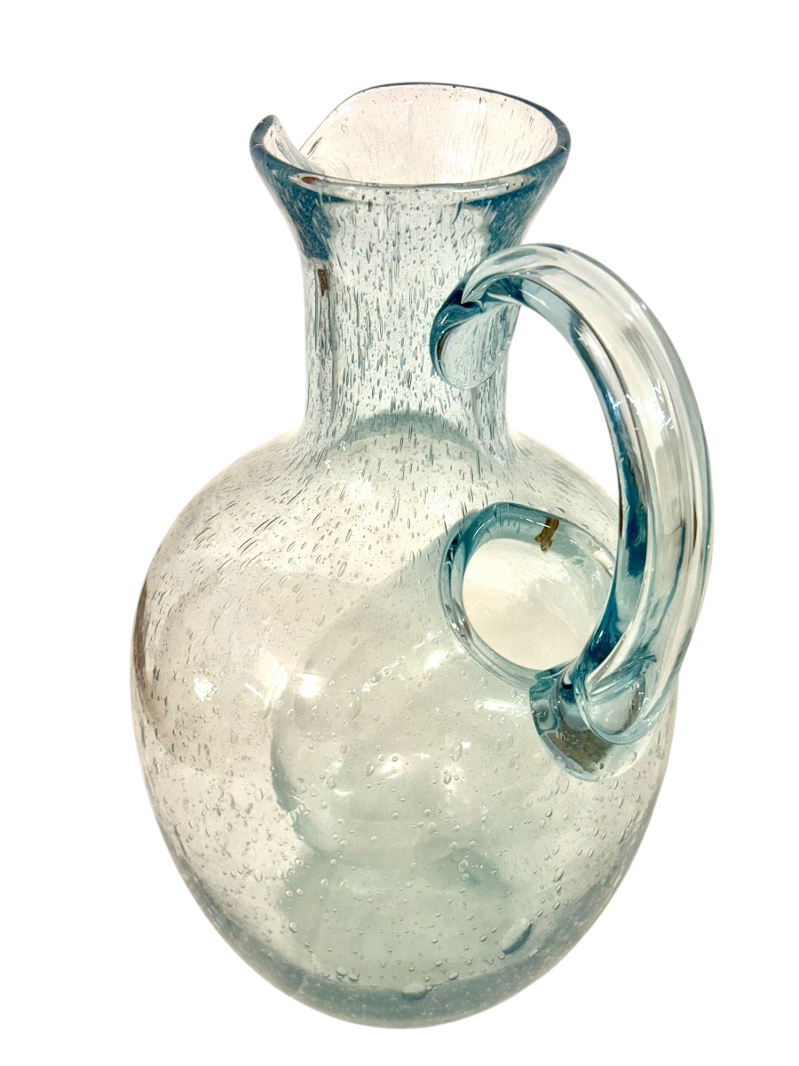 Grande carafe en verre Biot avec réservoir à glace interne, France, vers 1950-photo-4