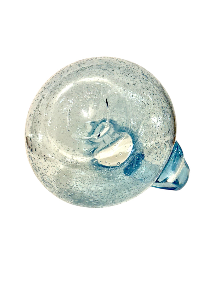 Carafe en verre soufflé à la main bleu Biot, France, vers 1950-photo-5