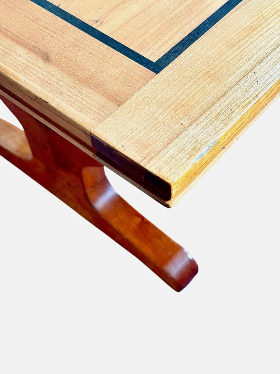 Table de salle à manger extensible Art déco en merisier,  pour 6 à 14 personnes.-photo-3