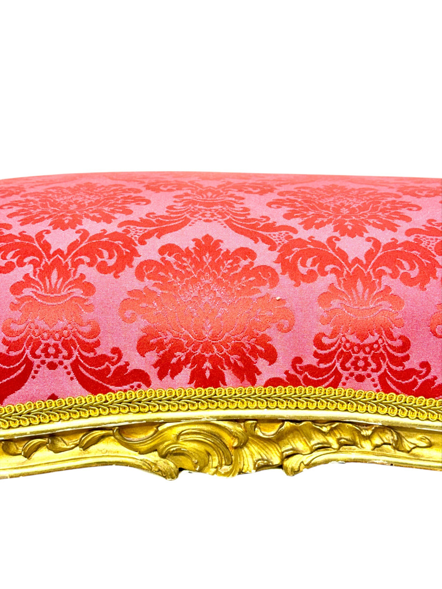 Banc de fenêtre en bois doré de style Louis XV, France, XIXe siècle-photo-1