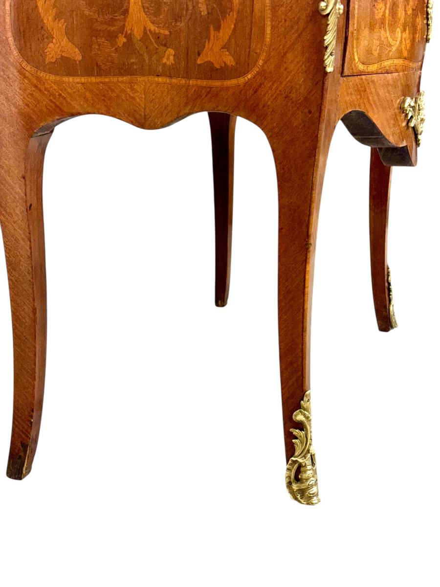 Louis XV Style Marquetry Commode With Breche Marble Top, France 19th Century-photo-1