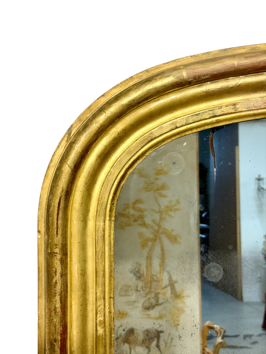 19th Century French Giltwood Mirror With Original Mercury Glass-photo-2