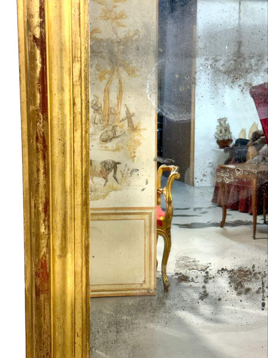 19th Century French Giltwood Mirror With Original Mercury Glass-photo-1