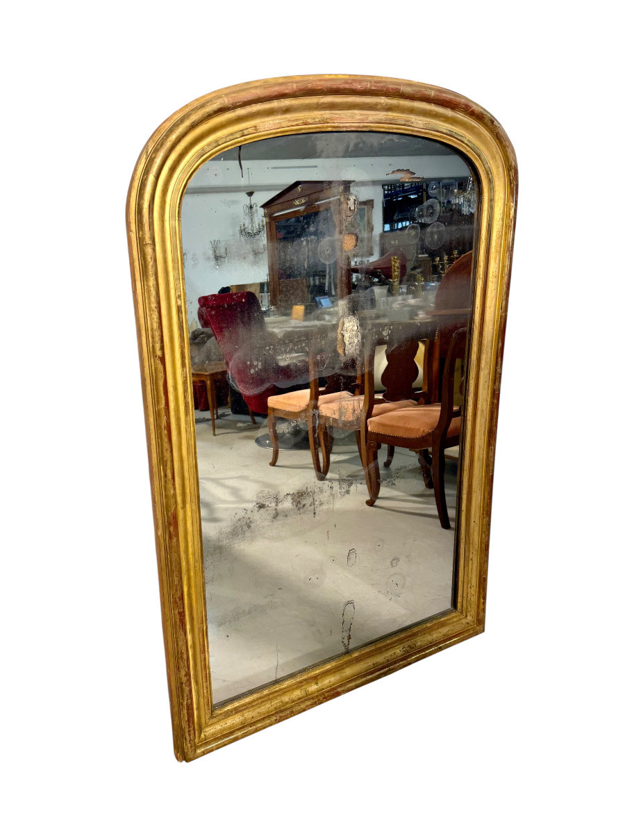 19th Century French Giltwood Mirror With Original Mercury Glass-photo-2