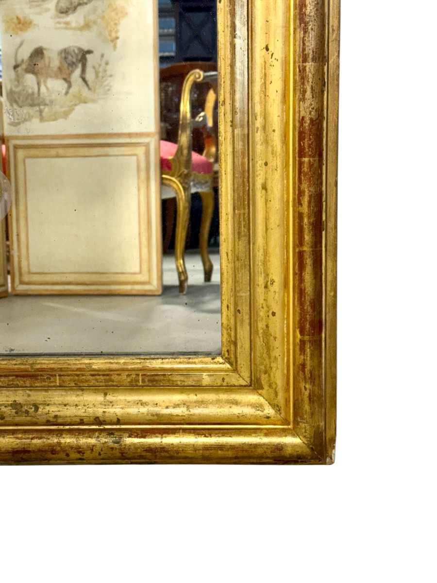 19th Century French Giltwood Mirror With Original Mercury Glass-photo-5