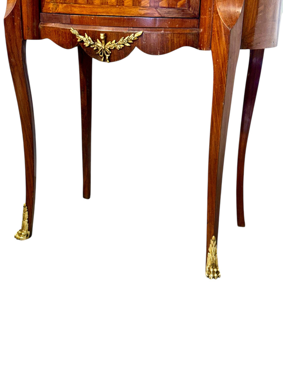 Louis XVI Style Kidney-shaped Commode With Cube Marquetry, 19th Century-photo-3