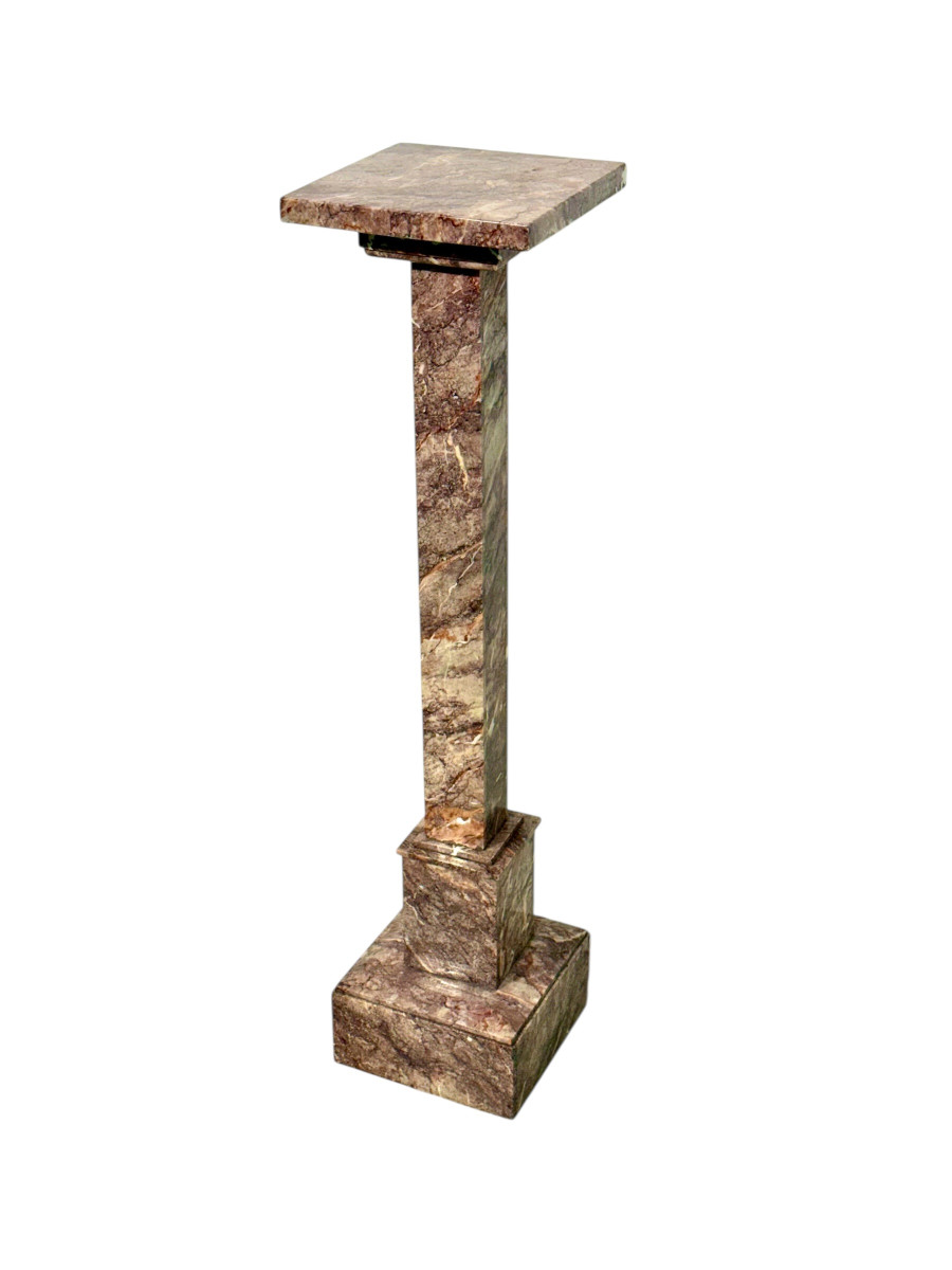 French Breccia Marble Pedestal Column, Early 20th Century