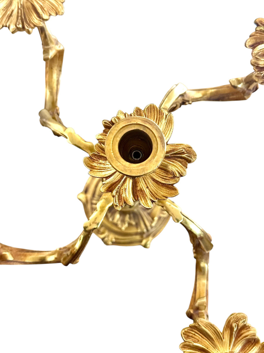 Candélabre à cinq lumières en bronze doré français, fin du XIXe siècle-photo-3