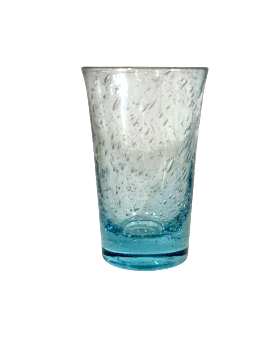 Ensemble de quatre verres à bulles bleus soufflés à la main, XXe siècle-photo-3
