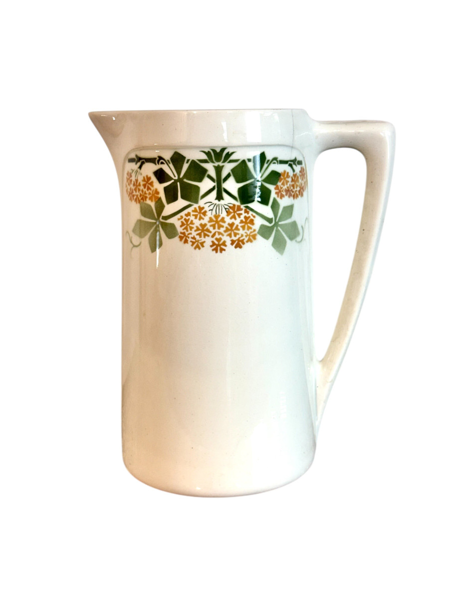 Pichet et bassin en faïence de Lunéville « Phlox » K&G, France -photo-3