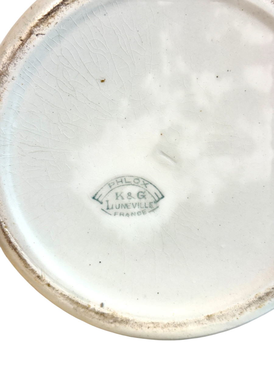 Pichet et bassin en faïence de Lunéville « Phlox » K&G, France -photo-7