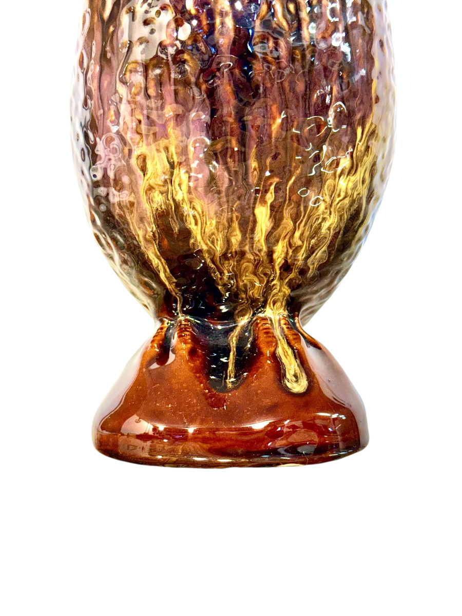 Pichet en céramique en forme de hibou, Barbotine brune émaillée, France, vers 1960-photo-3