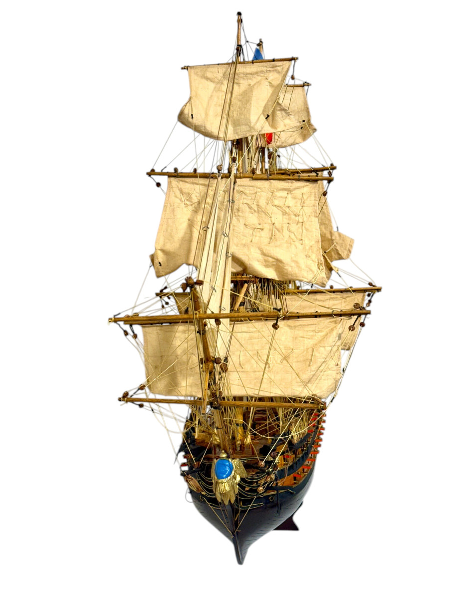 Maquette de grand navire de guerre français « Le Superbe » 1784, fabriquée à la main-photo-6