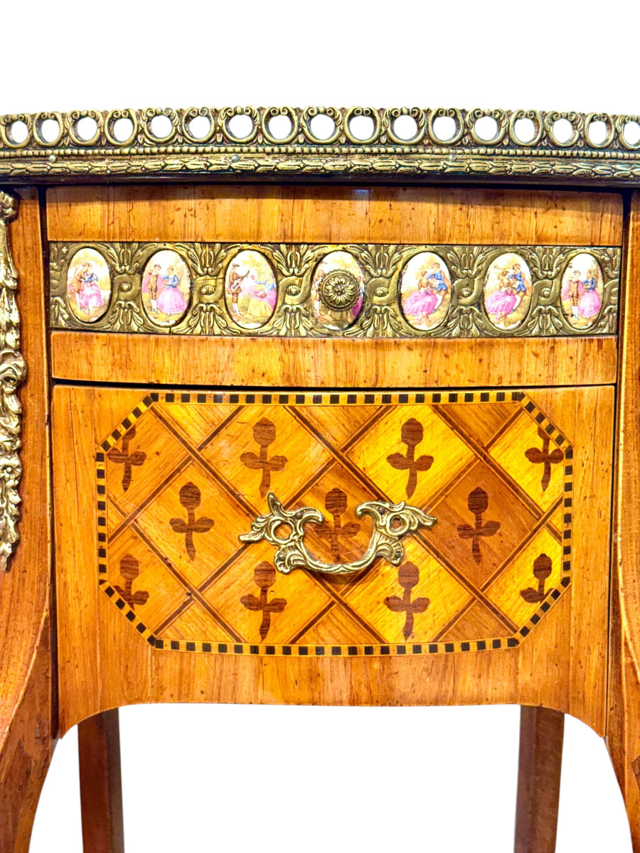 Table en Marqueterie de Style Louis XVI. Plaques de Sèvres, Paris, c.1890-photo-2