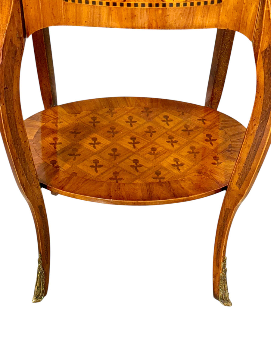 Table en Marqueterie de Style Louis XVI. Plaques de Sèvres, Paris, c.1890-photo-4