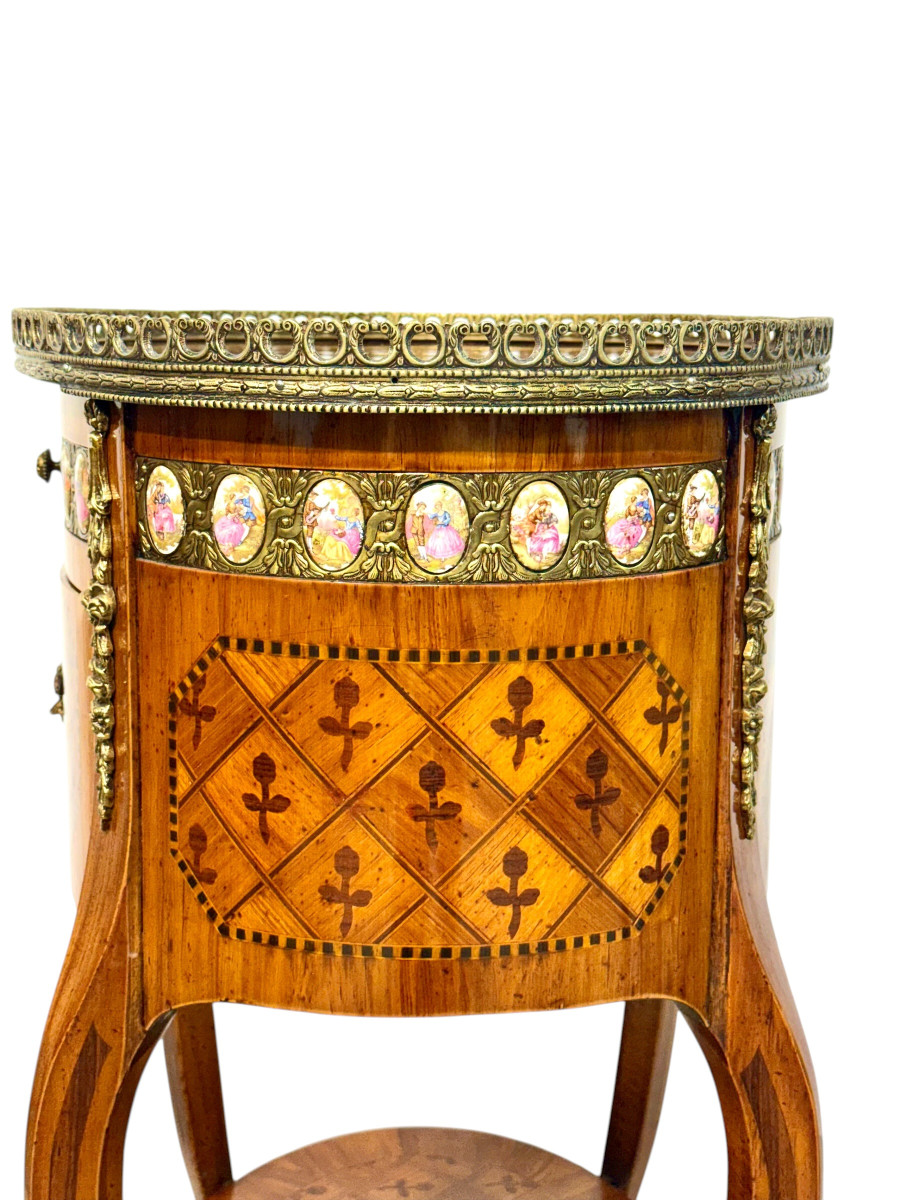 Table en Marqueterie de Style Louis XVI. Plaques de Sèvres, Paris, c.1890-photo-3