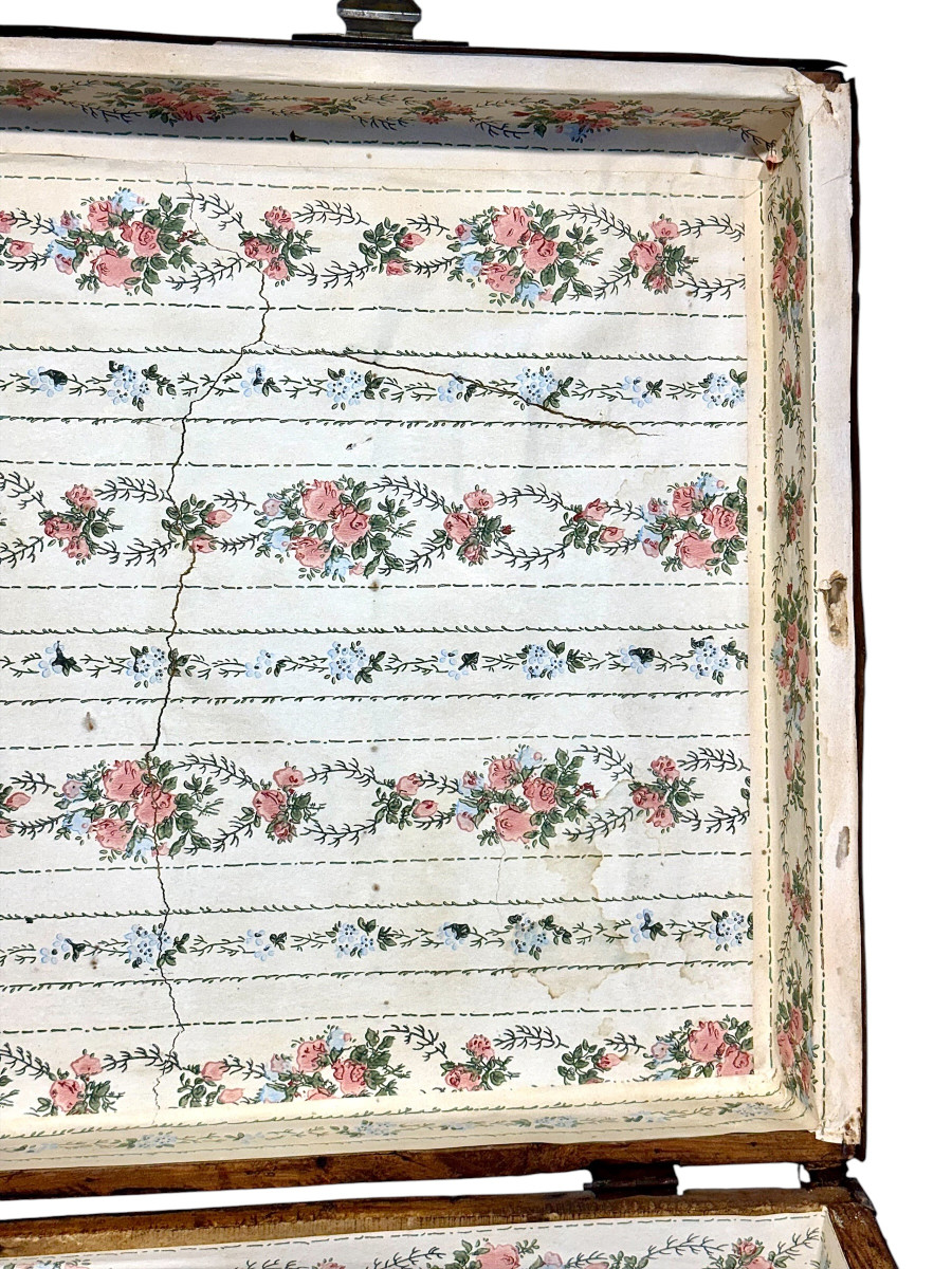 Malle de voyage en bois du XIXe siècle avec sangles en fer -photo-7