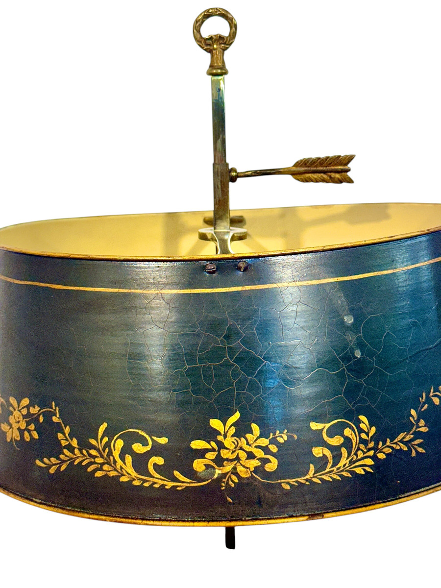 19th Century French Gilt Bronze Bouillotte Lamp With Tole Shade-photo-2