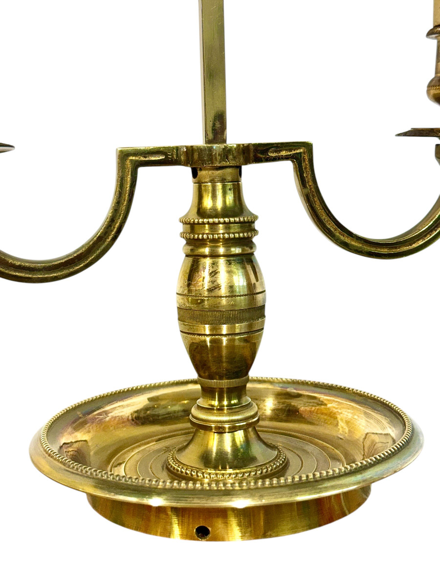 19th Century French Gilt Bronze Bouillotte Lamp With Tole Shade-photo-3