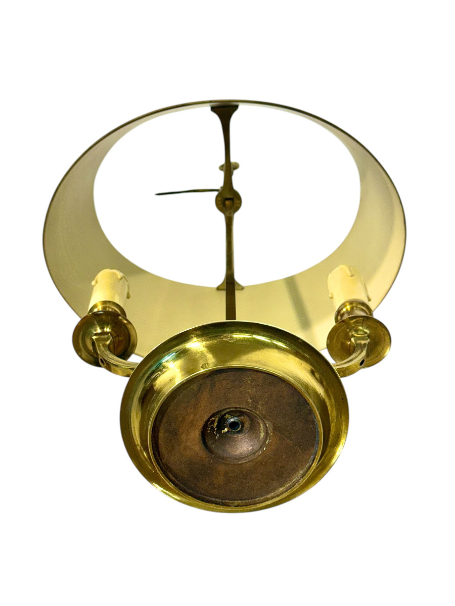 19th Century French Gilt Bronze Bouillotte Lamp With Tole Shade-photo-5