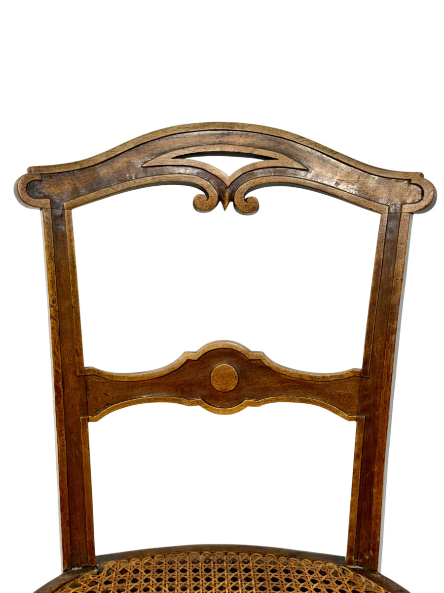 Ensemble de huit chaises françaises en noyer canné, fin du XIXe siècle-photo-4