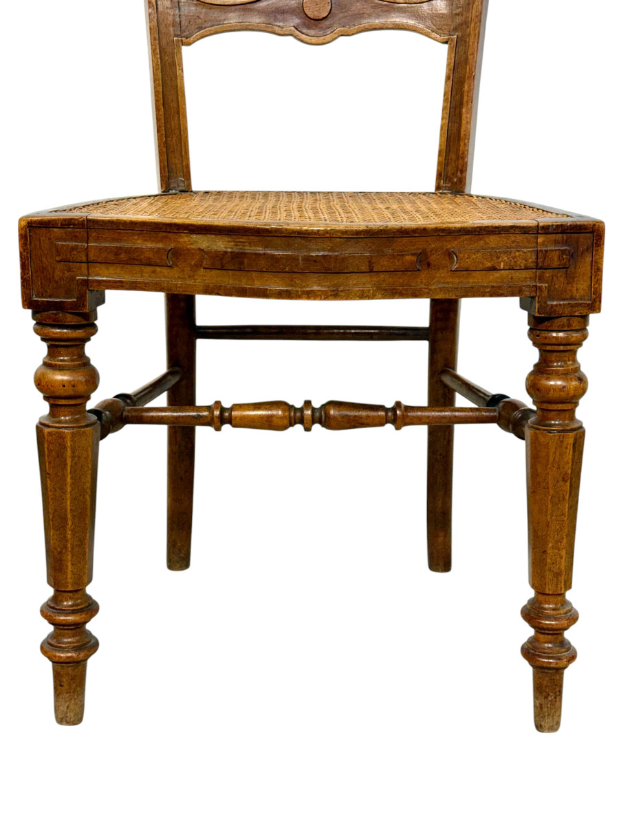 Ensemble de huit chaises françaises en noyer canné, fin du XIXe siècle-photo-1