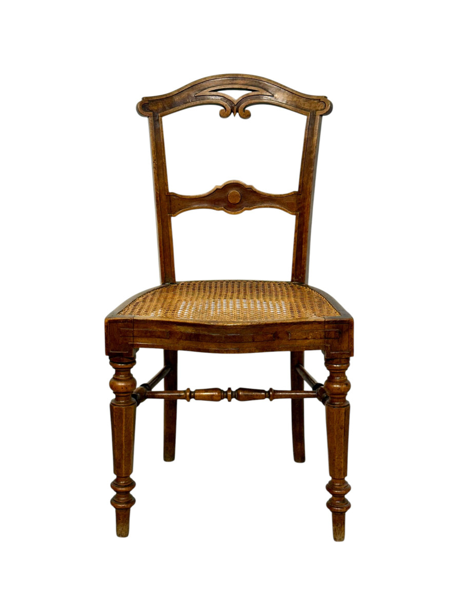 Ensemble de huit chaises françaises en noyer canné, fin du XIXe siècle-photo-3
